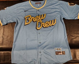 Jacob Misiorowski Autographed Milwaukee Powder Blue Replica Jersey v4