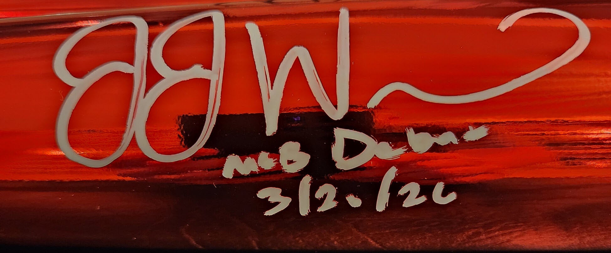 JJ Wetherholt Autographed Rawlings Red Chrome Bat v1