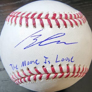 Brendan Lawson Autographed Rawlings OMLB Baseball Inscribed The Moose Is Loose v1