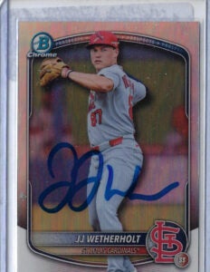 JJ Wetherholt Autographed 2025 Bowman Draft Chrome Refractor BDC145