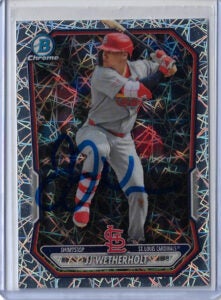 JJ Wetherholt Autographed 2026 Bowman Chrome Prospects BCP115 Lazer Refractor Rookie Card