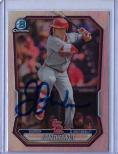 JJ Wetherholt Autographed 2026 Bowman Chrome Prospects BCP115 Refractor Rookie Card 499