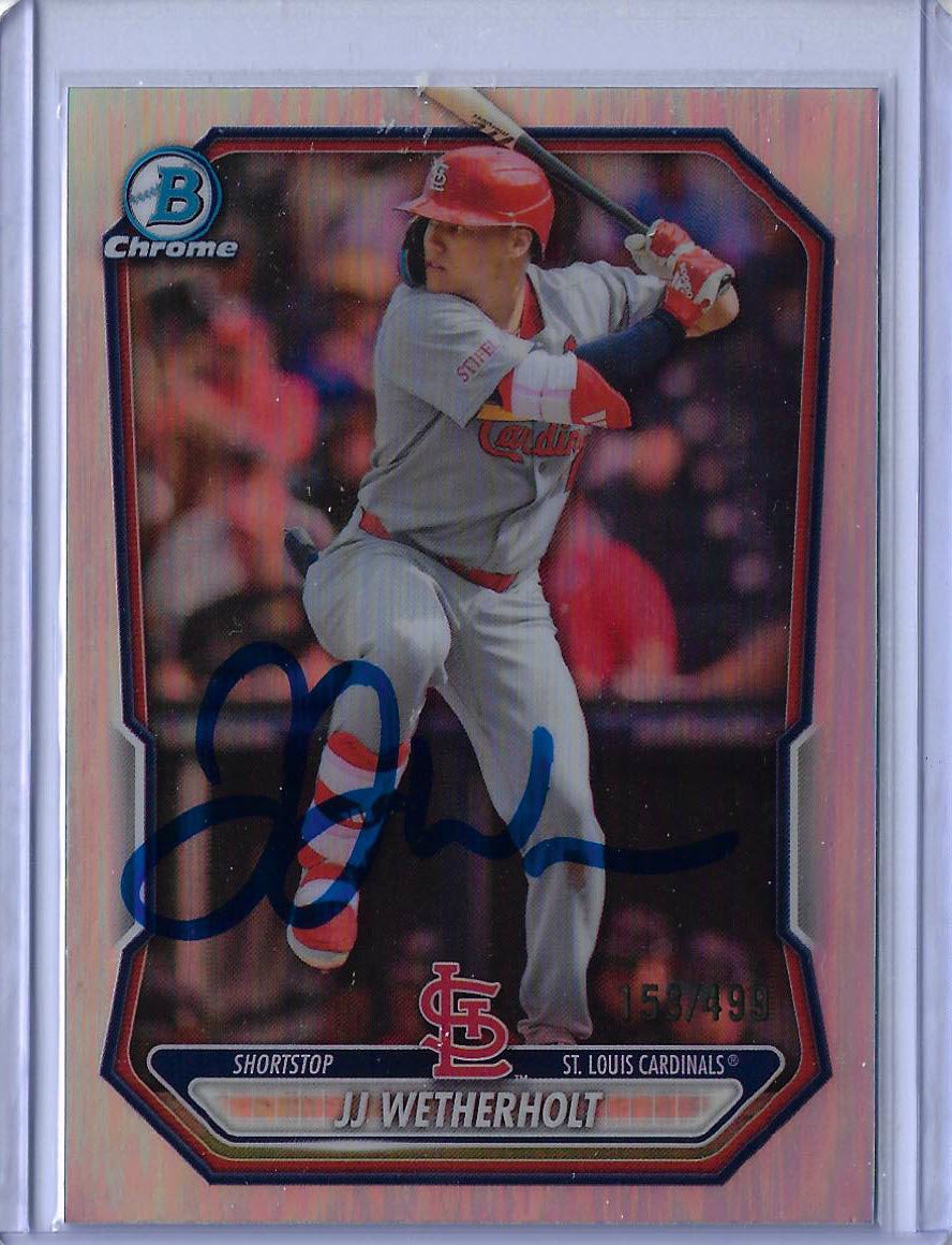JJ Wetherholt Autographed 2026 Bowman Chrome Prospects BCP115 Refractor Rookie Card 499