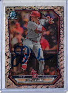 JJ Wetherholt Autographed 2026 Bowman Chrome Prospects BCP115 Reptilian Rookie Card