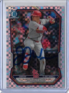 JJ Wetherholt Autographed 2026 Bowman Chrome Prospects BCP115 X Fractor Rookie Card