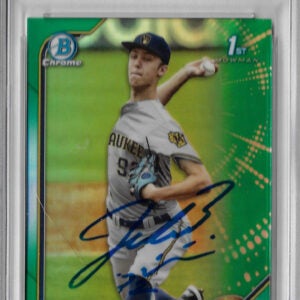 Jacob Misiorowski Autographed 2022 1st Bowman Chrome Green Refractor RC Rookie Card PSA SLABBED