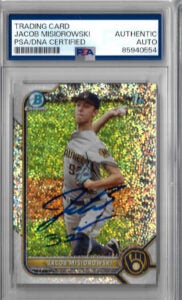 Jacob Misiorowski Autographed 2022 1st Bowman Chrome Mini Diamond Refractor RC Rookie Card PSA SLABBED