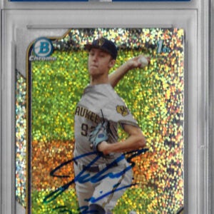 Jacob Misiorowski Autographed 2022 1st Bowman Chrome Mini Diamond Refractor RC Rookie Card PSA SLABBED