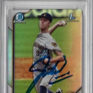 Jacob Misiorowski Autographed 2022 1st Bowman Chrome Refractor RC Rookie Card PSA SLABBED 60