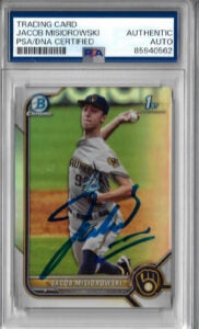 Jacob Misiorowski Autographed 2022 1st Bowman Chrome Refractor RC Rookie Card PSA SLABBED 62
