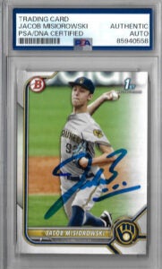 Jacob Misiorowski Autographed 2022 1st Bowman Paper RC Rookie Card PSA SLABBED 58