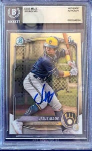 Jesus Made Autographed 2025 Bowman Chrome Prospects BCP66 Rookie Card RC BECKETT SLABBED v1