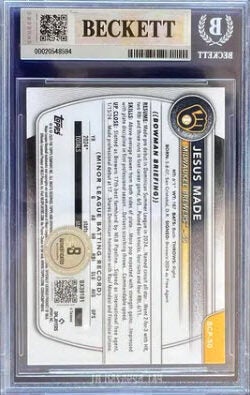 Jesus Made Autographed 2025 Bowman Chrome Prospects BCP66 Rookie Card RC BECKETT SLABBED v2