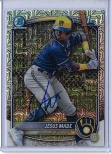 Jesus Made Autographed 2025 Bowman Chrome Prospects Mojo Refractor BCP50 Rookie Card RC v1