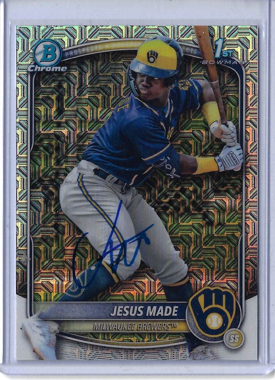 Jesus Made Autographed 2025 Bowman Chrome Prospects Mojo Refractor BCP50 Rookie Card RC v1