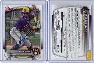 Jesus Made Autographed 2025 Bowman Prospects Paper BP66 Rookie Card RC