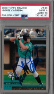 Miguel Cabrera Autographed 2000 Topps Traded T40 Rookie Card PSA 9 AUTOGRAPH 10 136193187