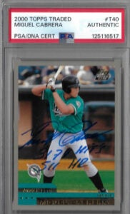 Miguel Cabrera Autographed 2000 Topps Traded T40 Rookie Card PSA SLABBED 125116517