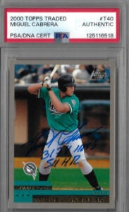 Miguel Cabrera Autographed 2000 Topps Traded T40 Rookie Card PSA SLABBED 125116518