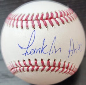 Franklin Arias Autographed OMLB Baseball FULL NAME SHORTENED v1