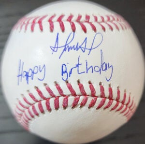 Franklin Arias Autographed OMLB Baseball inscribed Happy Birthday v1