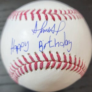 Franklin Arias Autographed OMLB Baseball inscribed Happy Birthday v1