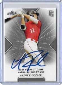 Andrew Fischer Autographed 2021 Leaf Perfect Game National Showcase Rookie Card 114