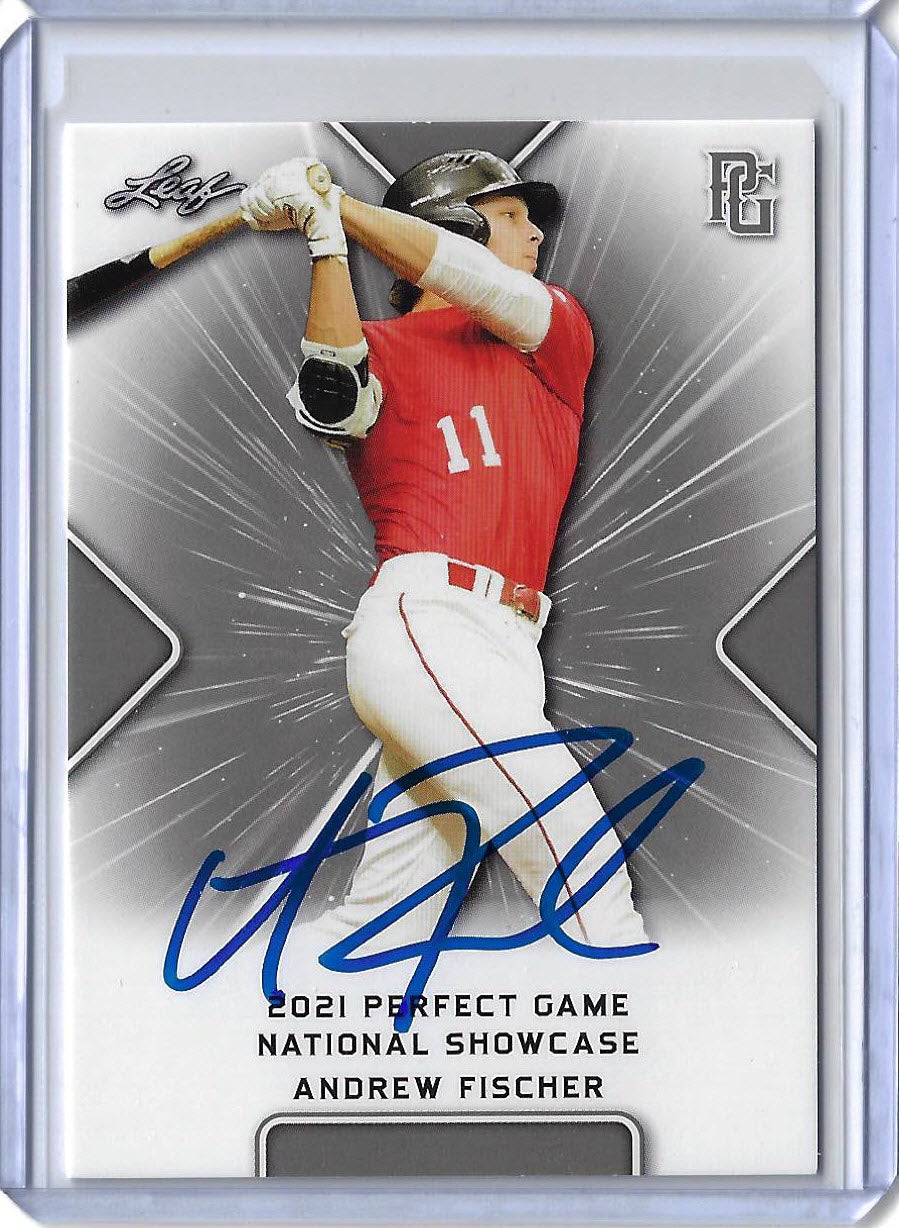 Andrew Fischer Autographed 2021 Leaf Perfect Game National Showcase Rookie Card 114