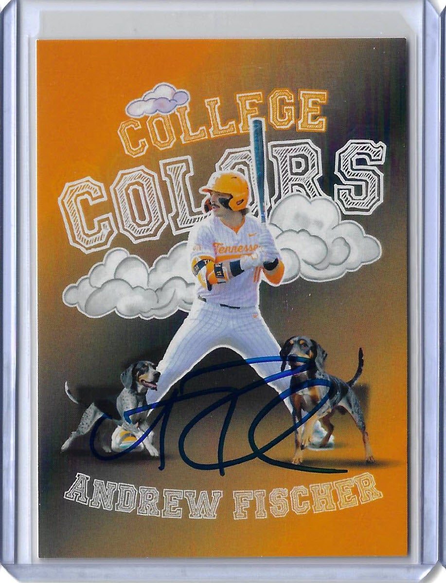 Andrew Fischer Autographed 2025 ONIT Athlete Tennessee Volunteers College Colors Rookie Card CC4