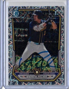 Andrew Fischer Autographed 2026 Bowman Chrome Prospects Lazer Refractor Rookie Card BCP149