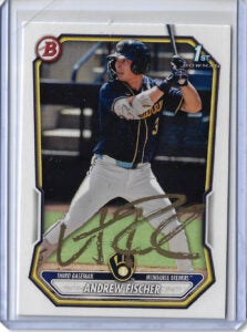 Andrew Fischer Autographed 2026 Bowman Prospects Rookie Card BP149 GOLD PAINT