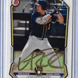 Andrew Fischer Autographed 2026 Bowman Prospects Rookie Card BP149 GOLD PAINT
