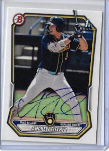 Andrew Fischer Autographed 2026 Bowman Prospects Rookie Card BP149 STREAKED