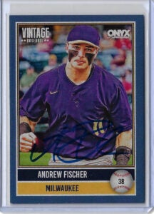 Andrew Fischer Autographed 2026 Onyx Vintage Rookie Blue Border Card OV ANFI #125