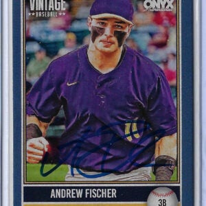 Andrew Fischer Autographed 2026 Onyx Vintage Rookie Blue Border Card OV ANFI #125