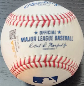 Andrew Fischer Autographed Rawlings OMLB Baseball inscribed 2025 1st Round Pick v2