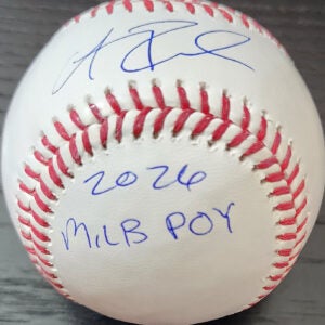 Andrew Fischer Autographed Rawlings OMLB Baseball inscribed 2026 MiLB POY v2