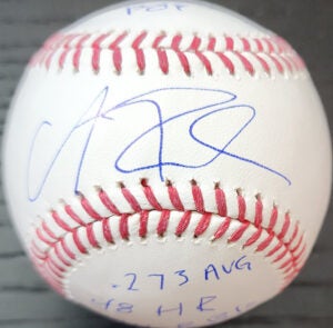 Andrew Fischer Autographed Rawlings OMLB Baseball inscribed 2026 Stat Ball v1