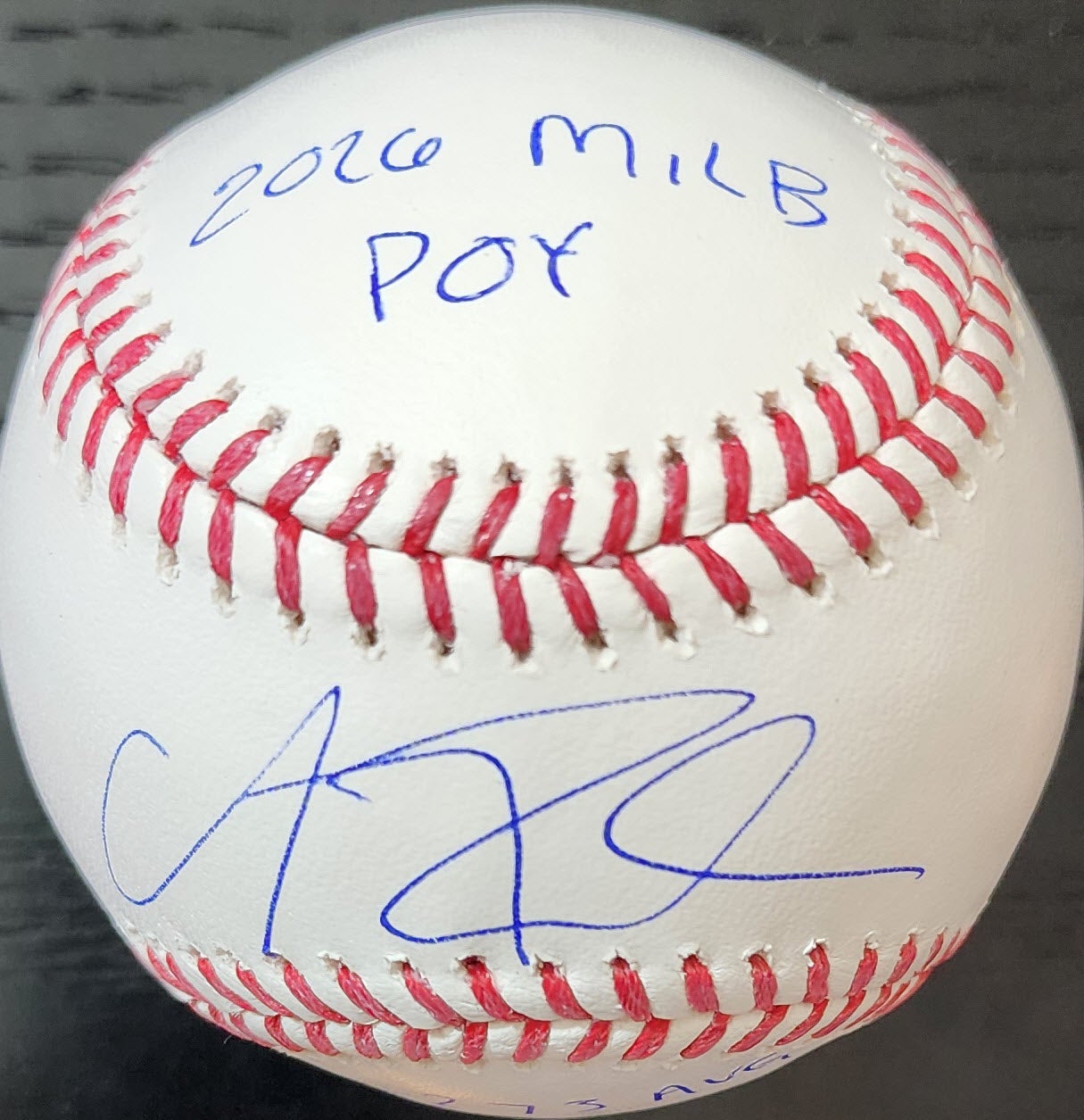 Andrew Fischer Autographed Rawlings OMLB Baseball inscribed 2026 Stat Ball v2
