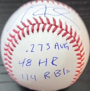 Andrew Fischer Autographed Rawlings OMLB Baseball inscribed 2026 Stat Ball v3