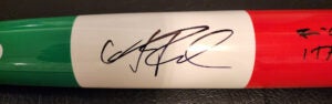 Andrew Fischer Autographed Tator WBC Italy Game Model Bat inscribed Forza Italia v2