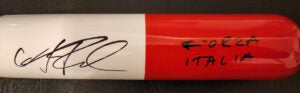 Andrew Fischer Autographed Tator WBC Italy Game Model Bat inscribed Forza Italia v3