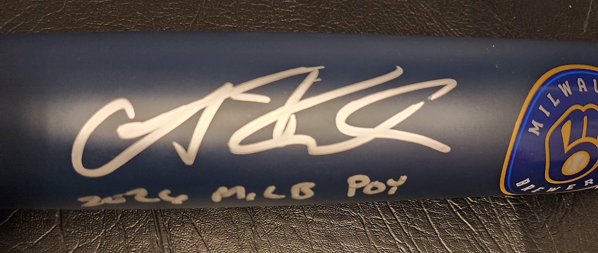 Andrew Fischer Autographed Victus Brewers Bat inscribed 2026 MiLB POY v2
