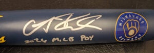 Andrew Fischer Autographed Victus Brewers Bat inscribed 2026 MiLB POY v3