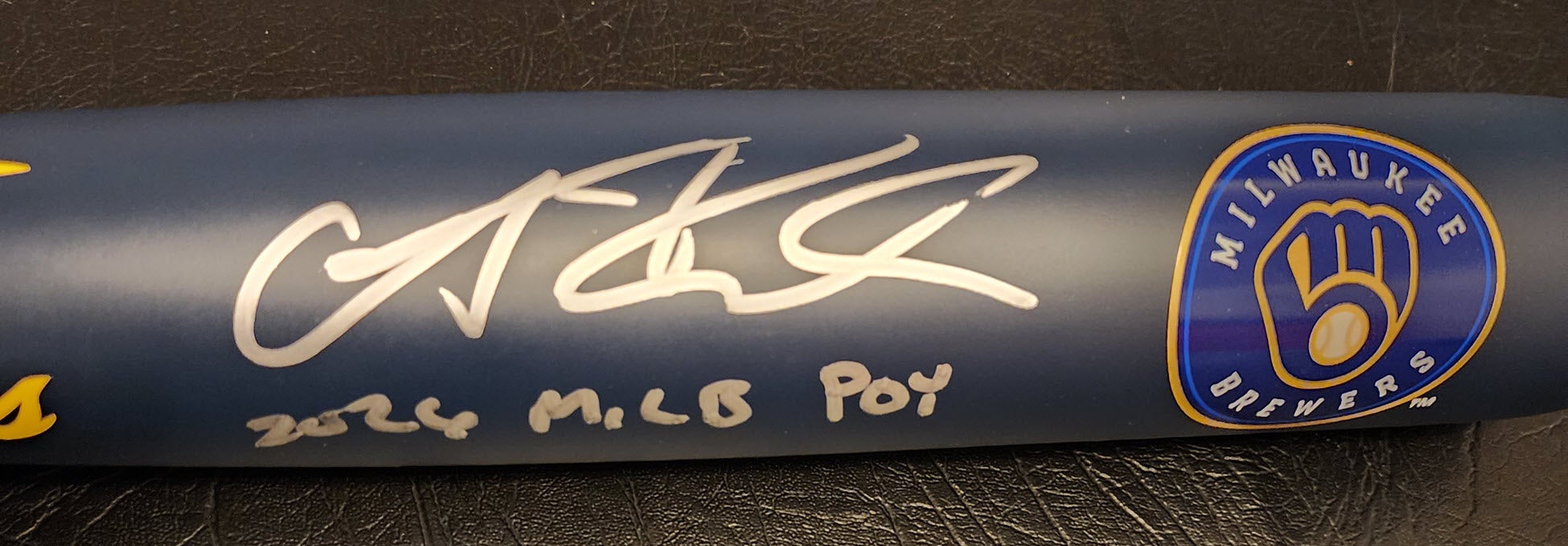 Andrew Fischer Autographed Victus Brewers Bat inscribed 2026 MiLB POY v3