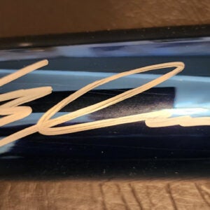 Brendan Lawson Autographed Rawlings Chrome Blue Baseball Bat v1