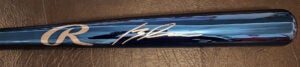 Brendan Lawson Autographed Rawlings Chrome Blue Baseball Bat v2