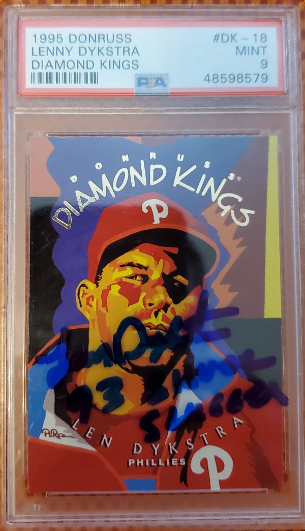 Lenny Dykstra Autographed 1995 Donrus Diamond King Card