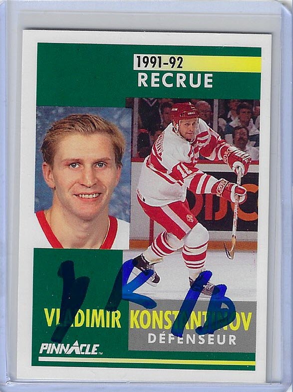 Vladimir Konstantinov 1991 Pinnacle Canadian 311 Autographed Card