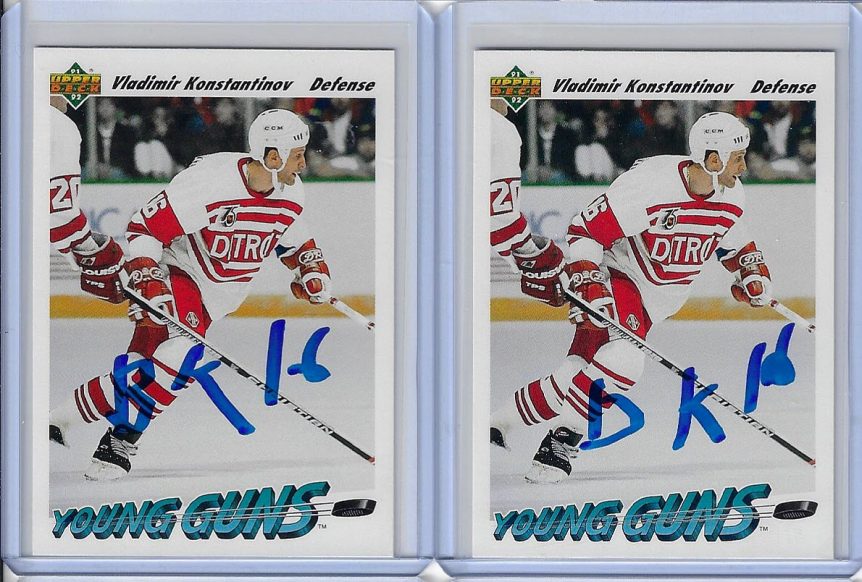 Vladimir Konstantinov 1991 Upper Deck Base Set 594 Autographed Card RUSSIAN V